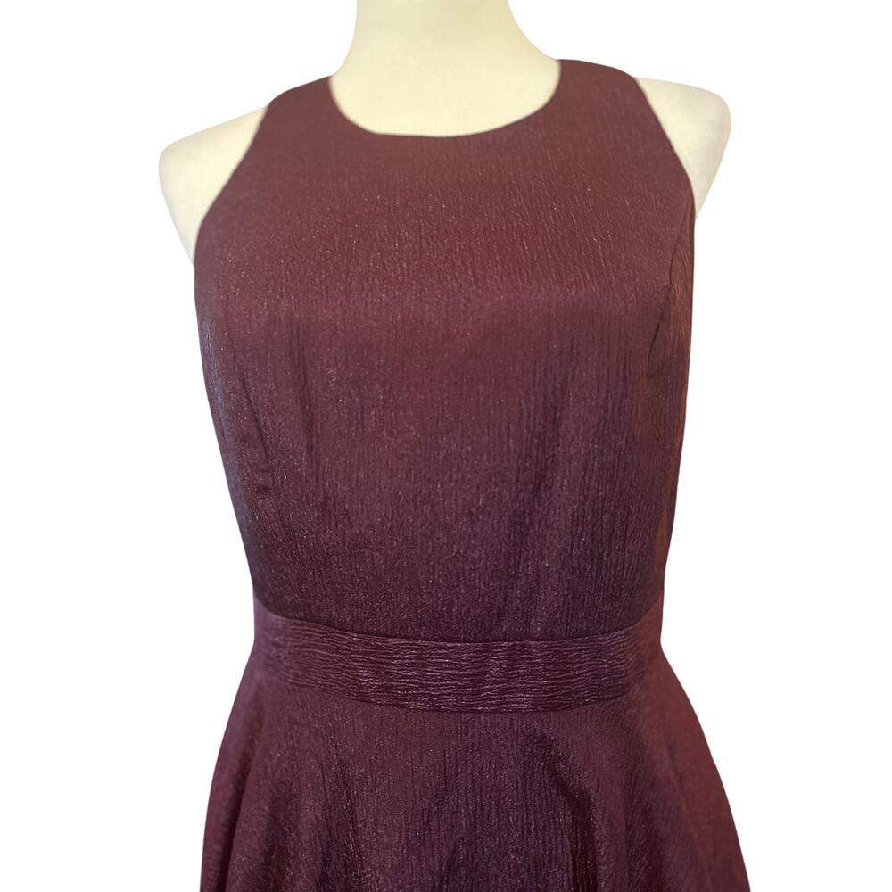 Nicole Miller New York Organza Fit and Flare Midi Dress, Wine, Size 6 - Picture 4 of 9